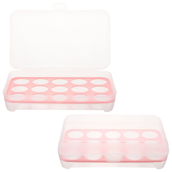 IBASETOY 2Pcs Red Plastic Tray for Egg Storage Durable 10 Grid Egg Holder Rack for Refrigerator Organization