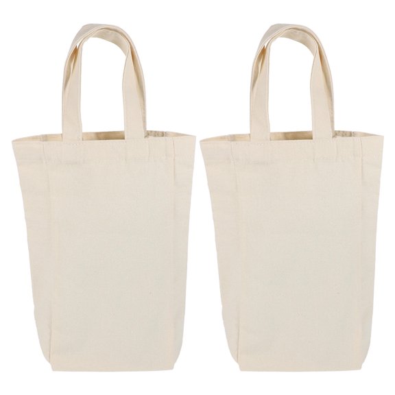 IBASETOY 2Pcs Reusable Beige Tote Carrier with Handle for Portable Wine Bottle Storage