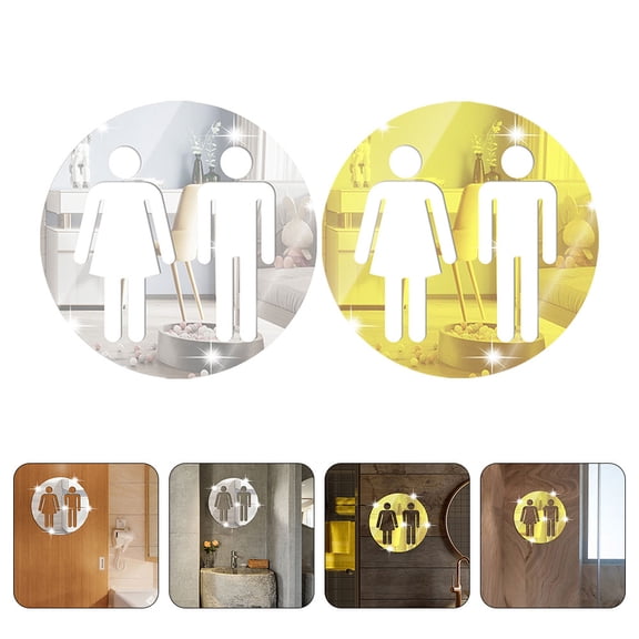 IBASETOY 2Pcs Braille Sign Acrylic Minimalist Design Restroom Signs for Wall Decor