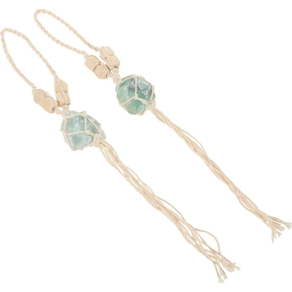 IBASETOY 2Pcs Car Rearview Mirror Hanging Decor Natural Stone Pendant Green for Decoration