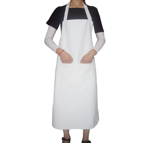IBASETOY 2Pcs Cleaning Apron for Housekeeping White Polyester Waterproof Long Style Apron for Painting Home Users