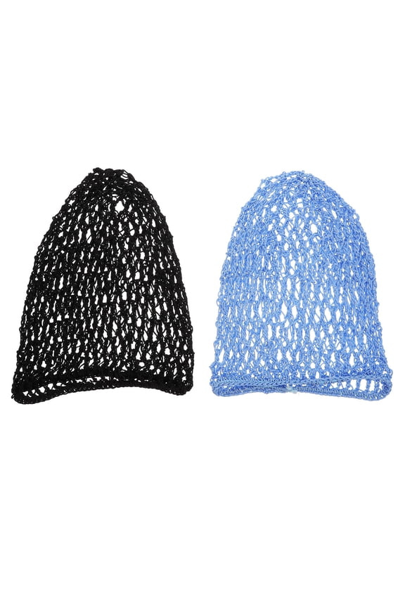 2Pcs Crochet Design Hair Hats for Women Light Blue Cloth Cover for Sleeping Summer Use