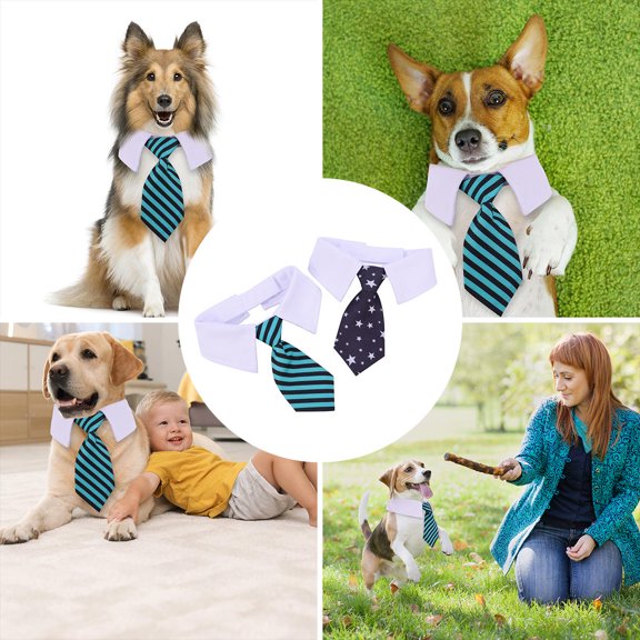 IBASETOY 2Pcs Cute Dog Necktie Adjustable Cotton Assorted Color for Dogs Holiday Accessories