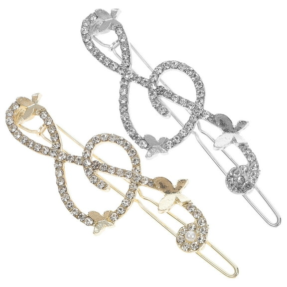 IBASETOY 2Pcs Elegant Metal Musical Note Hair Clips with Rhinestones for Young People Hair Accessories