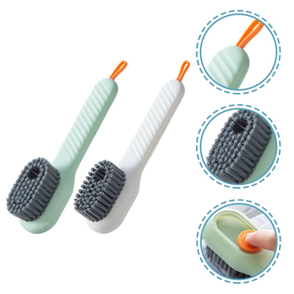 IBASETOY 2Pcs Sneaker Cleaning Brush with Soap Dispenser Hanging Strap Lightweight Design