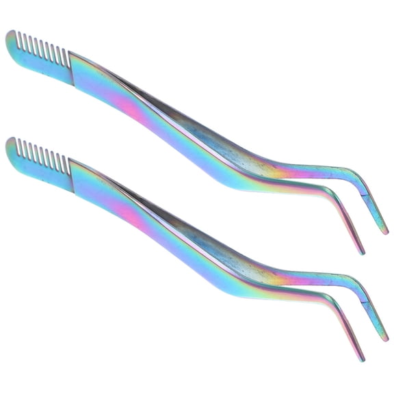 IBASETOY 2Pcs Useful Eyelash Tool Ergonomic Stainless Steel Tweezer for Makeup Use