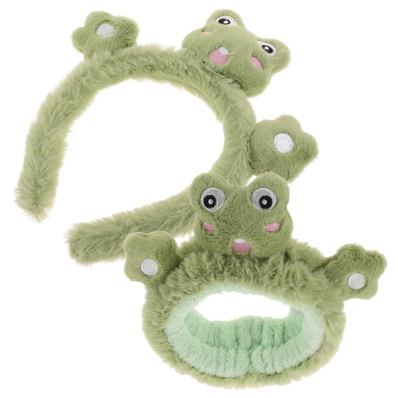 IBASETOY Frog Makeup Headband Light Green Fluffy 2Pcs