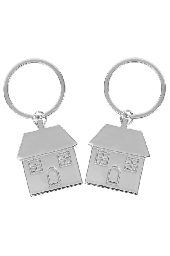 2Pcs Lightweight Metal House Keychain Pendant for Car Keys and Bag Accessories