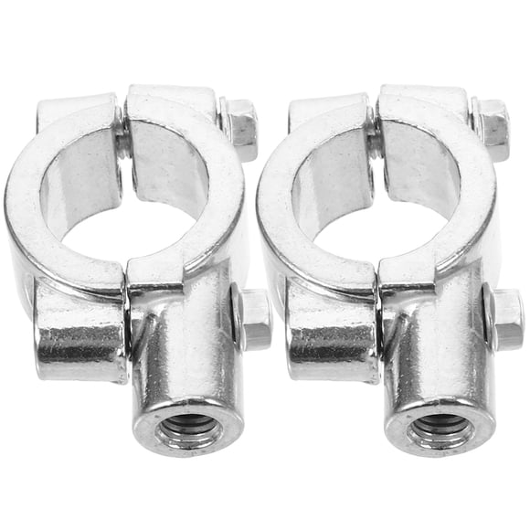 IBASETOY 2Pcs Plated Silver Motorcycle Mirror Clips Metal Handlebar Clamp Bracket Suitable for Motorbike Use