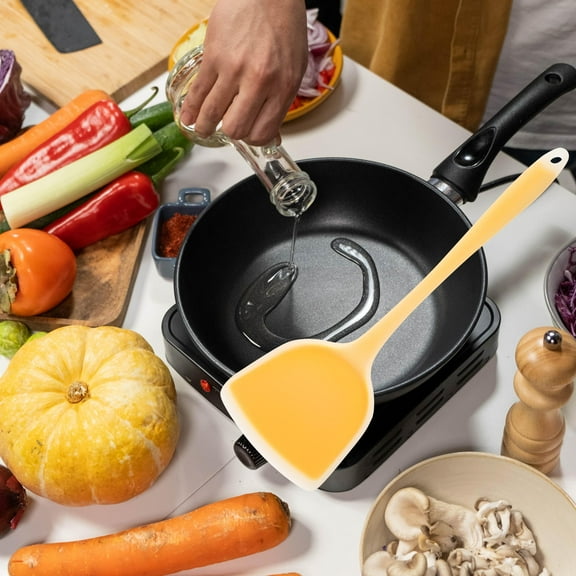 IBASETOY 2Pcs Non-stick Kitchen Turners Silicone Orange for Professional Chefs Baking