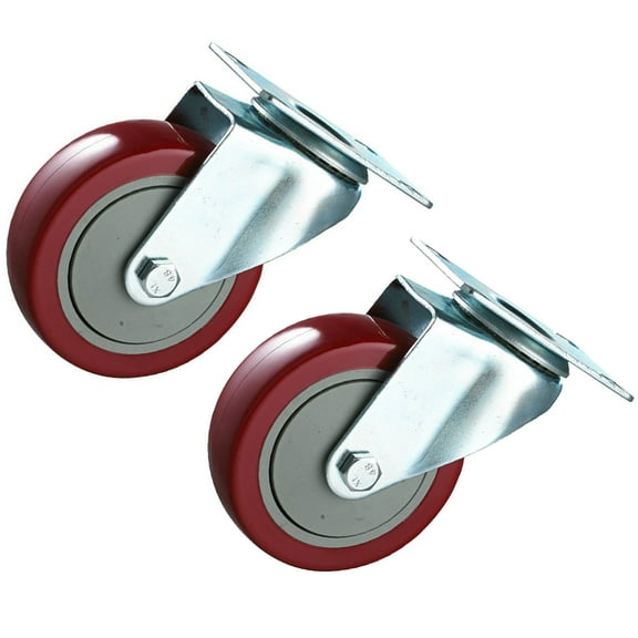 IBASETOY 2Pcs Red Swivel Caster Wheels with Brake System for Furniture 360 Degree Rotation Smooth Use