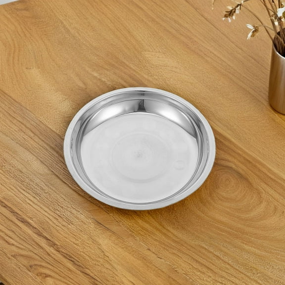 IBASETOY 2Pcs Stainless Steel Dog Food Dish Shallow Design Silver For Small Dogs