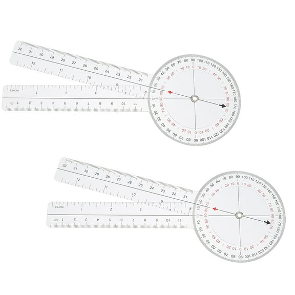 IBASETOY 2Pcs Transparent Plastic Goniometer Angle Ruler Foldable Protractor Tool for Measuring and Drawing