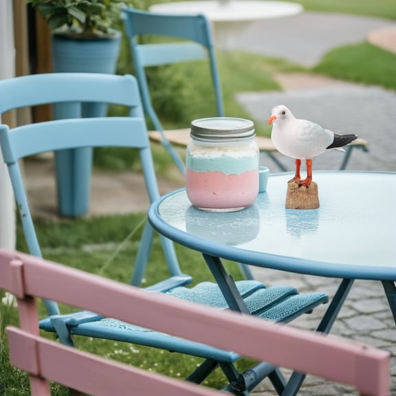 IBASETOY 2Pcs Unique Bird Statue Seagulls Figurines Plastic Multi Color for Office and Living Room Decor