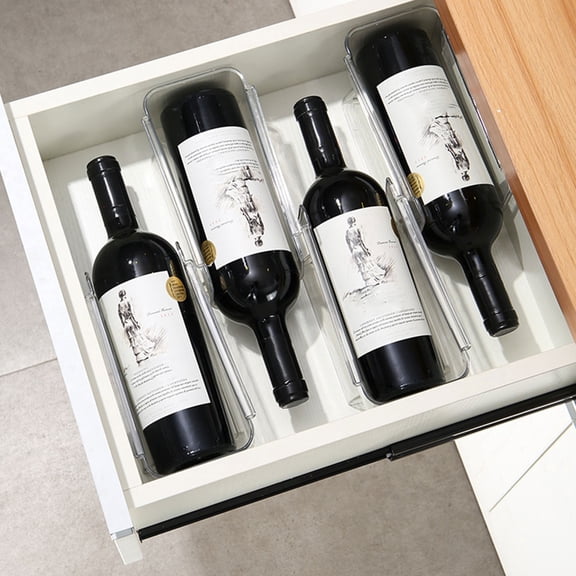 IBASETOY 2Pcs Transparent Stackable Wine Racks Drawer Style Wine Bottle Stand and Refrigerator Organizer