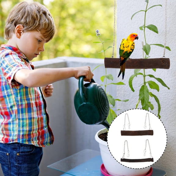 IBASETOY 2Pcs Bird Cage Standing Rod Wooden Perch Stand Stable Bite Resistant for Pet Birds