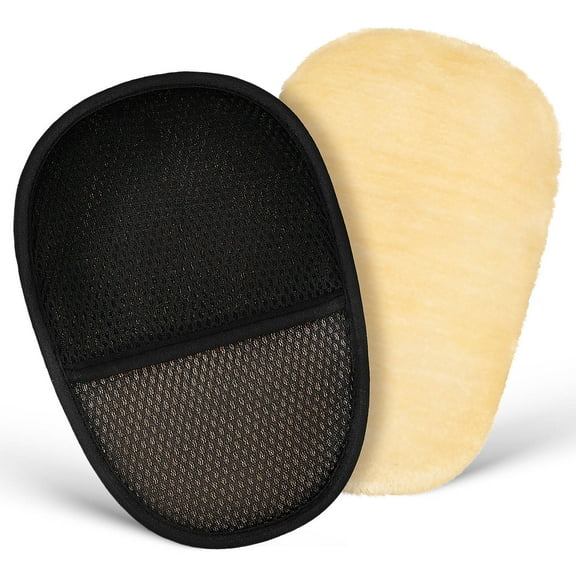 IBASETOY 2Pcs Car Dusting Mitt Black Artificial Wool Lint Free Car Cleaning Tools