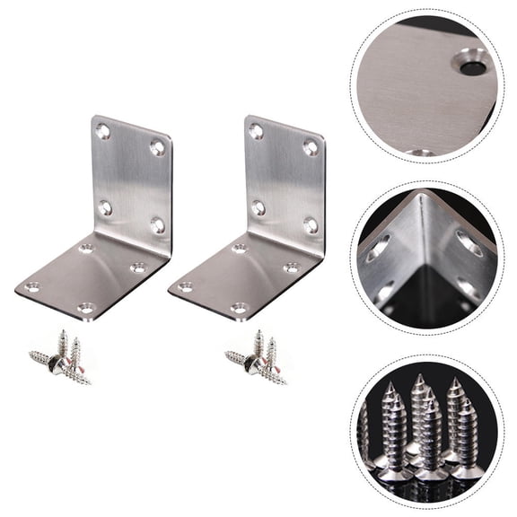 IBASETOY 2Pcs Stainless Steel Corner Brace Heavy Duty L Shape Brackets with Screw Holes for Furniture Support