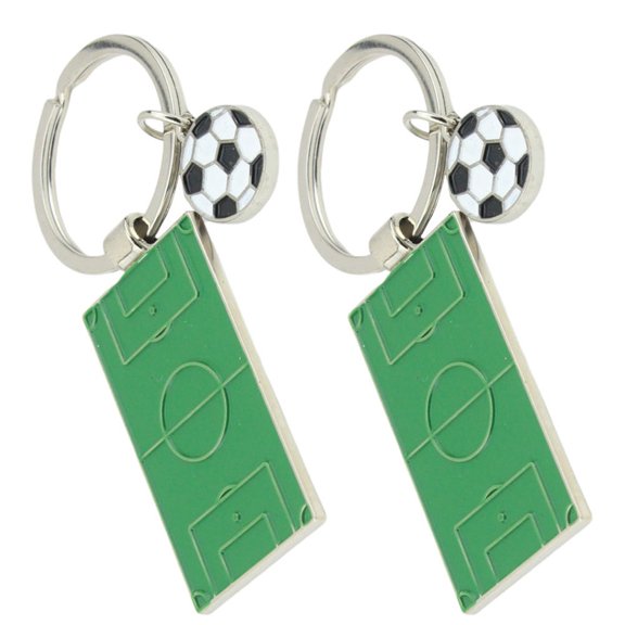 IBASETOY 2Set Football Field Keychain Pendant Zinc Alloy Mini Key Ring for Families and Coworkers