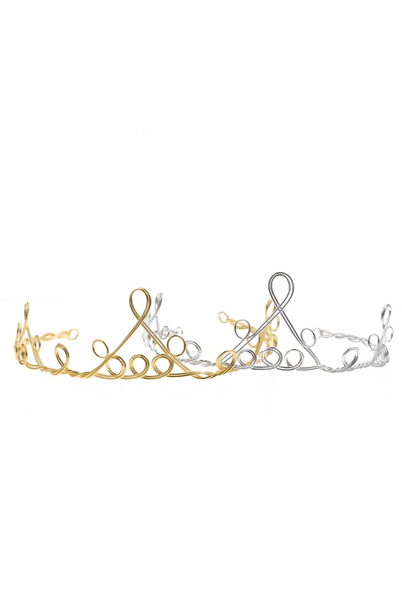 2Pcs Handmade Silver Tiara Crown Headdress Durable Lightweight for Wedding Party