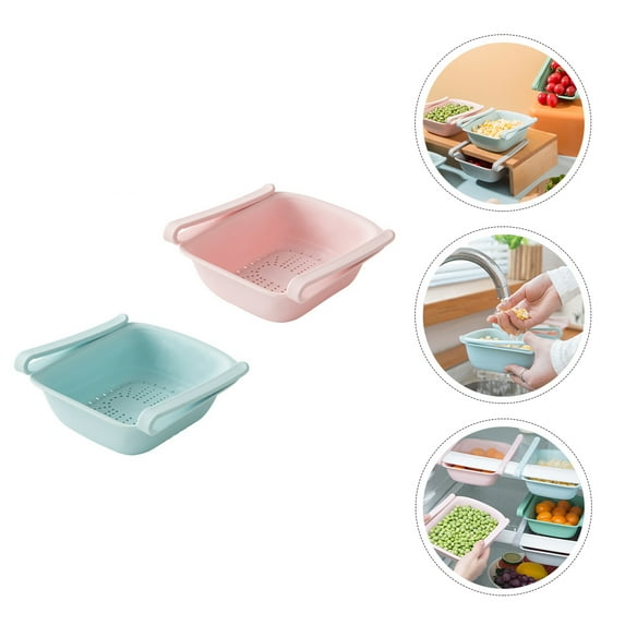 IBASETOY 2Pcs Safe Non Deformable Kitchen Fruit Washing Basket Multipurpose Drain Basket with Ventilation