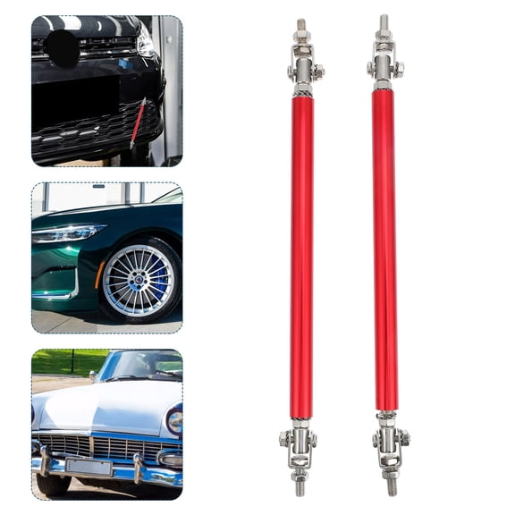 IBASETOY 2Pcs Front Bumper Lip Support Rods Red Aluminum Alloy with Metal Texture for Cars