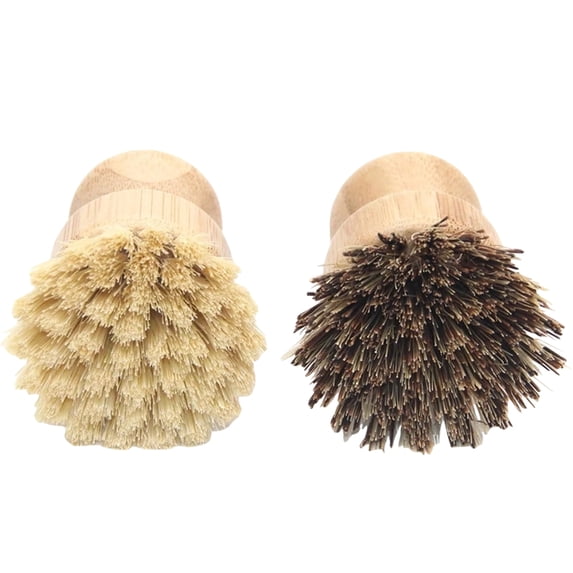 IBASETOY 2Pcs Kitchen Pot Brush with Wood Handle Heavy Duty Scrub Brush for Dish Washing Assorted Color