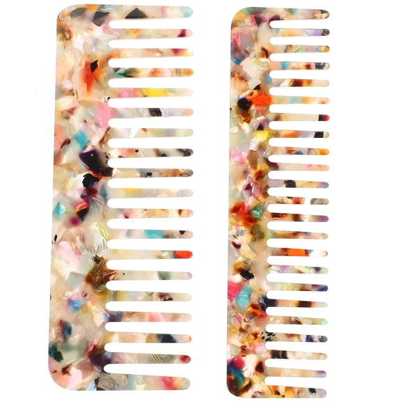 IBASETOY 2Pcs Multi Color Wide Tooth Hair Comb for Daily Use Smooth Surface Detangling for Curly Hair