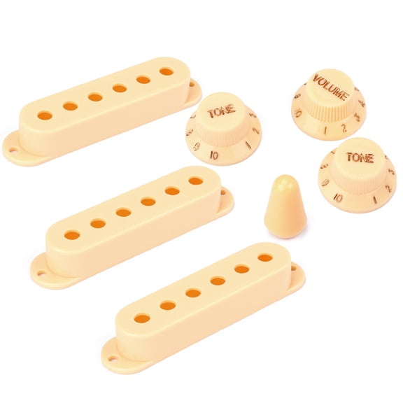 IBASETOY 3Pcs Guitar Pickup Covers Beige ABS Plastic Replacement Parts for Electric