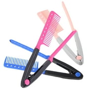 IBASETOY 3Pcs V Shaped Hair Straightener Comb Foldable Comb for Home Hair Styling