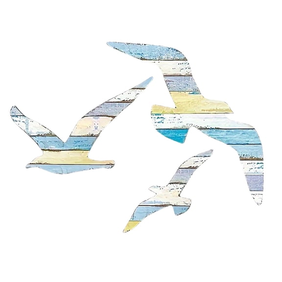 IBASETOY 3Pcs Handmade Wood Seagulls Wall Decor Nautical Coastal Beach Themed Art for Home