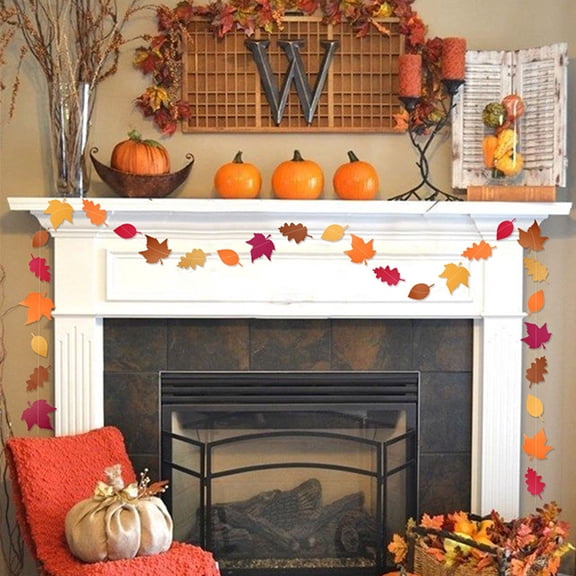 IBASETOY 3Packs Triangle Paper Banner for Fall Theme Party with Assorted Color Leaf Gar