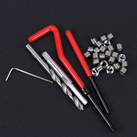 IBASETOY 30Pcs Red Thread Repair Tool Kit for M6 Helicoil Inserts in Steel Aluminum Use