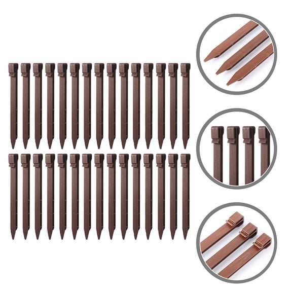 IBASETOY 30Pcs Outdoor Plastic Stakes for Garden and Tent Anchoring Durable Lawn Pegs Coffee Brown