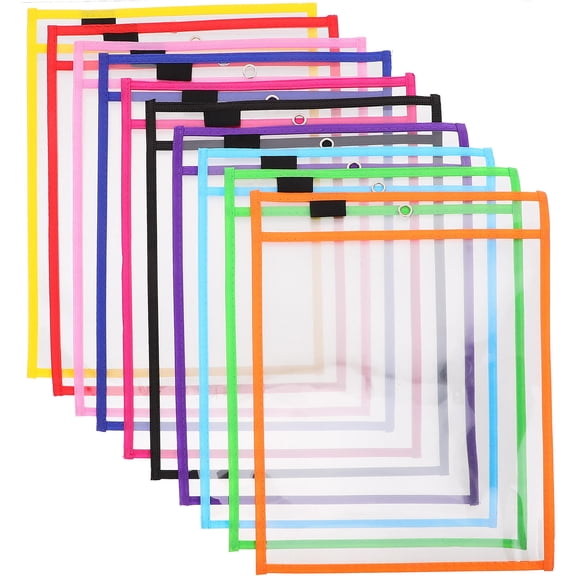 IBASETOY 30Pcs Reusable Square Transparent PVC Dry Erase Pockets for Binder 14X10In