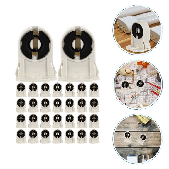 IBASETOY 30Pcs Lamp Sockets Light Lamp Socket ABS White for Fluorescent Fixture Retrofit in Home Office Studio