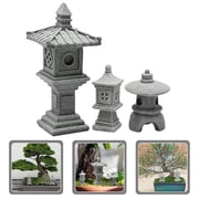 IBASETOY Stone Lantern Decor Grey Stone for Home and Bonsai Zen Garden 1Set