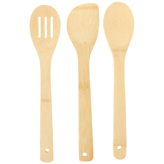 IBASETOY 3Pcs Bamboo Dish Scraper Ergonomic Long Handle Heat Resistant For Baker Khaki