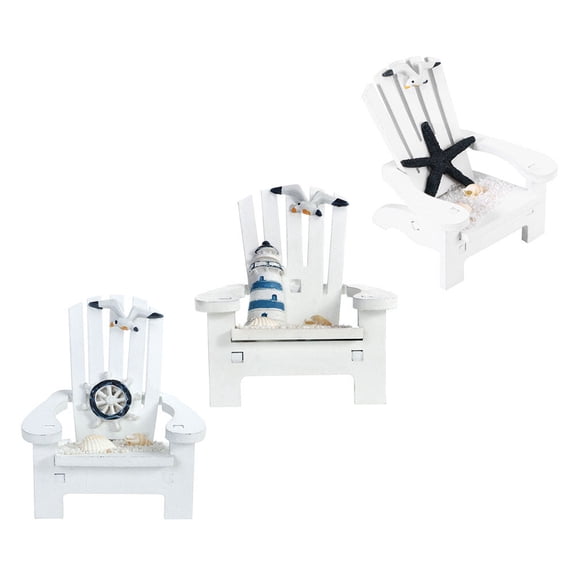 IBASETOY 3Pcs Beach Themed Room Decor White Wood Desk Ornament Home Accessory for Adults