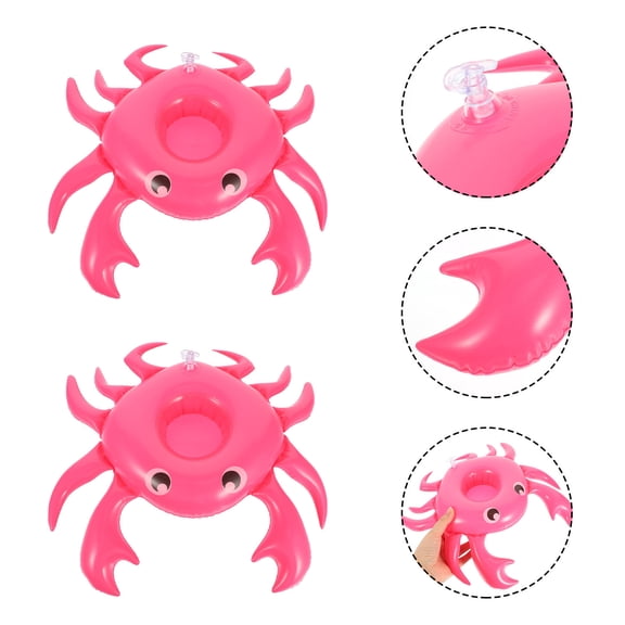 IBASETOY 3Pcs Inflatable Beverage Rack Crab-shape Drink Holder for Beach Parties
