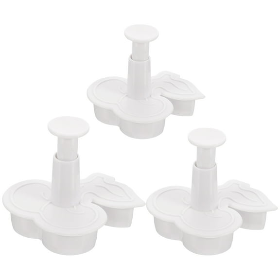 IBASETOY Cherry Cookie Cutter Set 3Pcs White Plastic Comfort Grip for Family Baking
