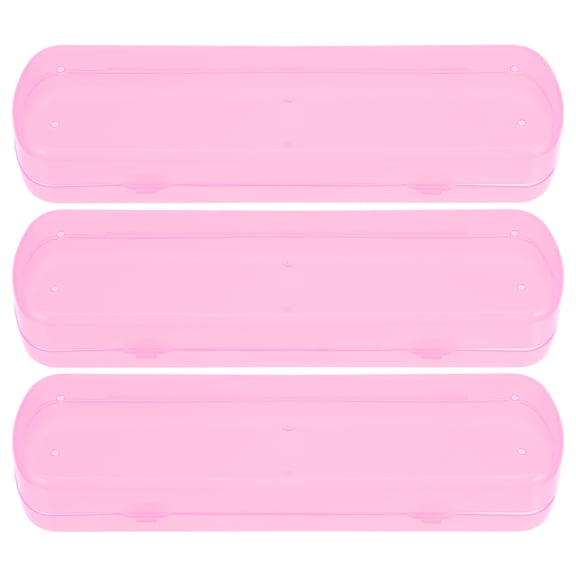 IBASETOY 3Pcs Portable Tooth Brush Case Plastic Travel Toothpaste Storage Box Pink