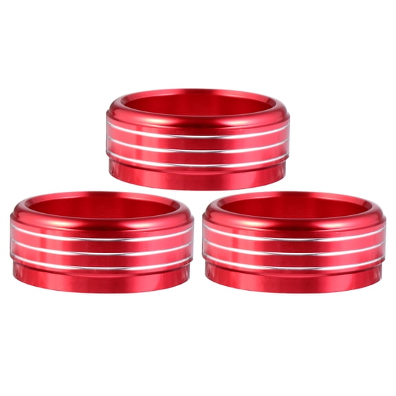 IBASETOY 3pcs Air Conditioning Knobs Cover Knob Ring Covers Red Aluminum Alloy for Car Knob