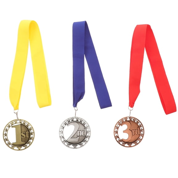 IBASETOY 3Pcs Decorative Football Award Medals Alloy Material Finish Ideal for Celebrating Game Achievements