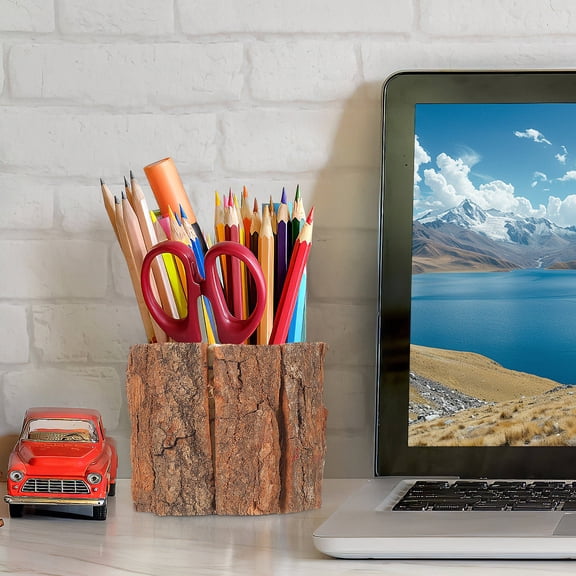 IBASETOY 3pcs Log Flower Vase Light Brown Wooden Waterproof Ideal For Balconies Outdoor Use