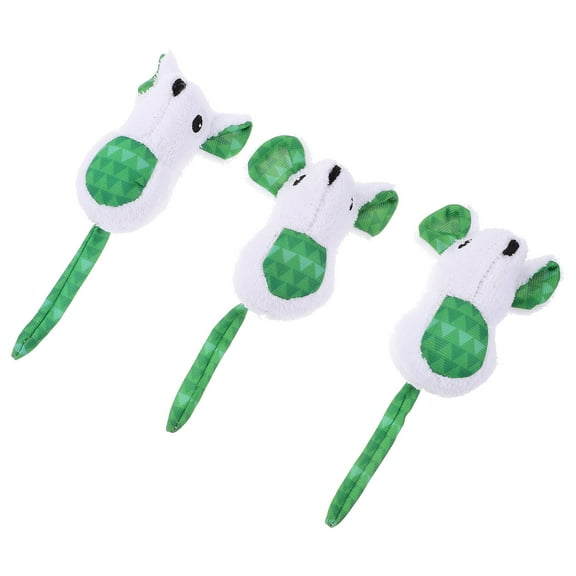 IBASETOY 3pcs Tiny Toy Mice Plush Rose Red Reduce Loneliness for Kittens