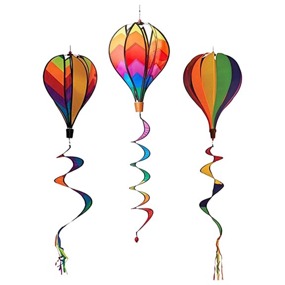 IBASETOY Hot Air Balloon Wind Spinners Multi PVC for Outdoor and Indoor Decor 3Pcs
