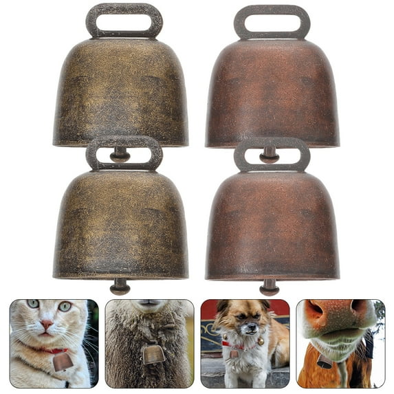 IBASETOY 4 Pack Assorted Color Copper Cow Bells for DIY Use Lightweight Durable Sound Soft Perfect for Pets