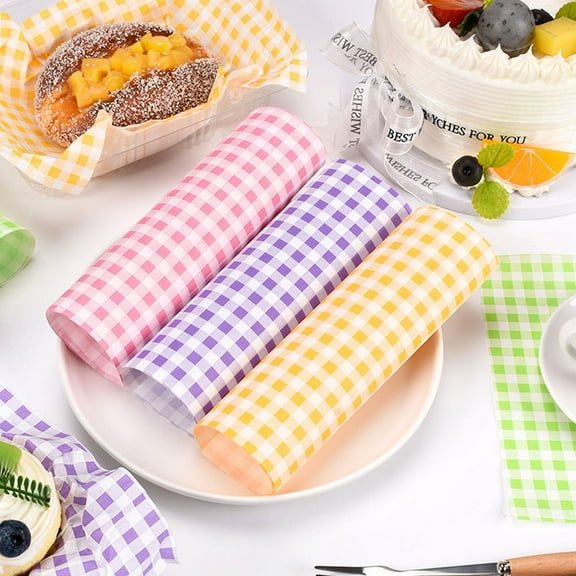 IBASETOY 400Pcs Food Wrapping Paper Sheets with Checkered Print for Party Decorations and Food Storage