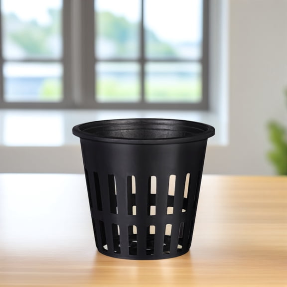 IBASETOY 40PCS Mesh Net Cups Plant Nursery Hydroponic Plant Pot Black for Succulents Plants Pot